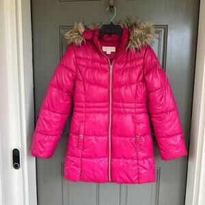 Michael Kors Hooded Puffer Stadium Coat with Faux-Fur Trim 16